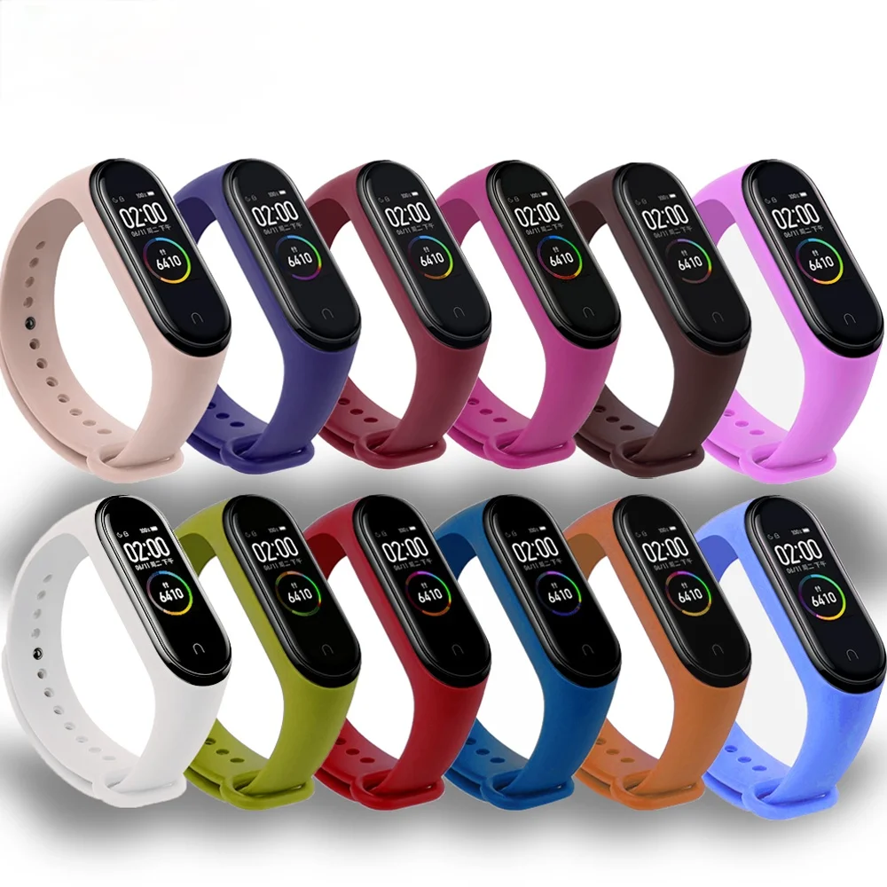 

M3 M4 M5 Strap Bracelet For Xiaomi Mi Band 5 4 3 Strap Silicone Black Wrist Strap For MiBand 5 3 4 Wriststrap Bracelets