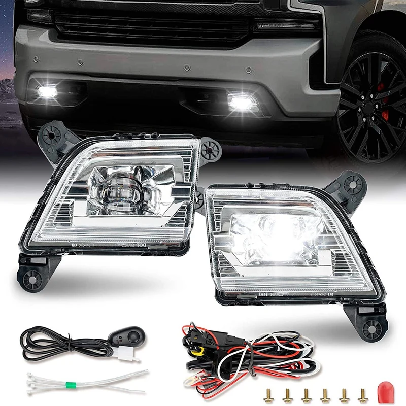 

Bumper 1 Pair LED Fog Lights Drive Fog Lamps Compatible for 2019 2020 2021 Chevrolet Silverado 1500