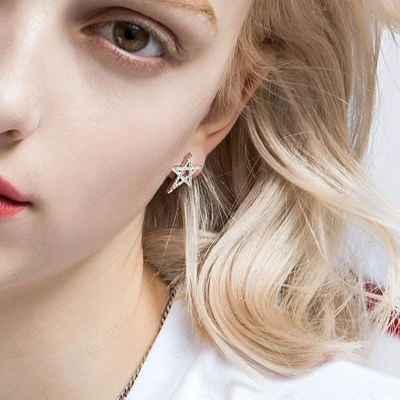 Женские серьги гвоздики из стерлингового серебра 925 пробы с микро кубическим