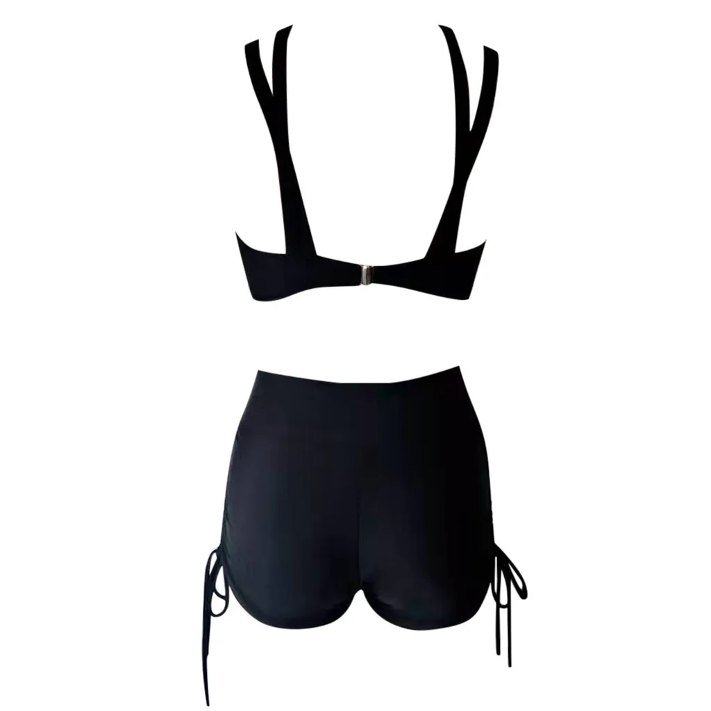 Женский сексуальный слитный купальник из двух частей Одноцветный бикини с