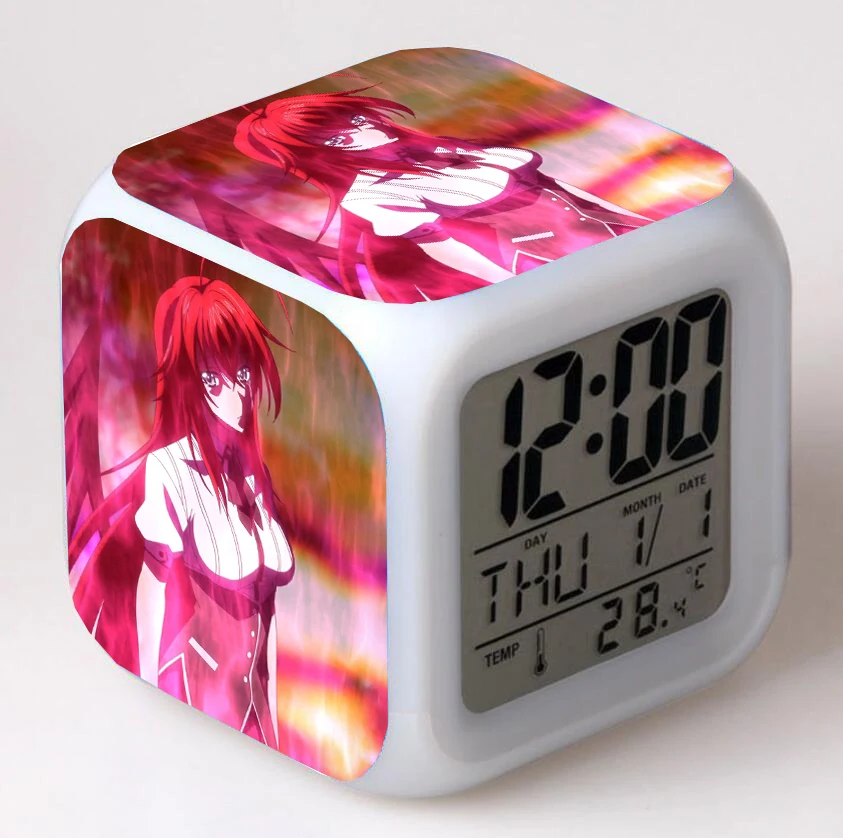 Anime High School DxD  Cartoon LED 7 Color Flash Digital Alarm Clocks Night Light Bedroom Desk Clock despertador Alarm-Clock