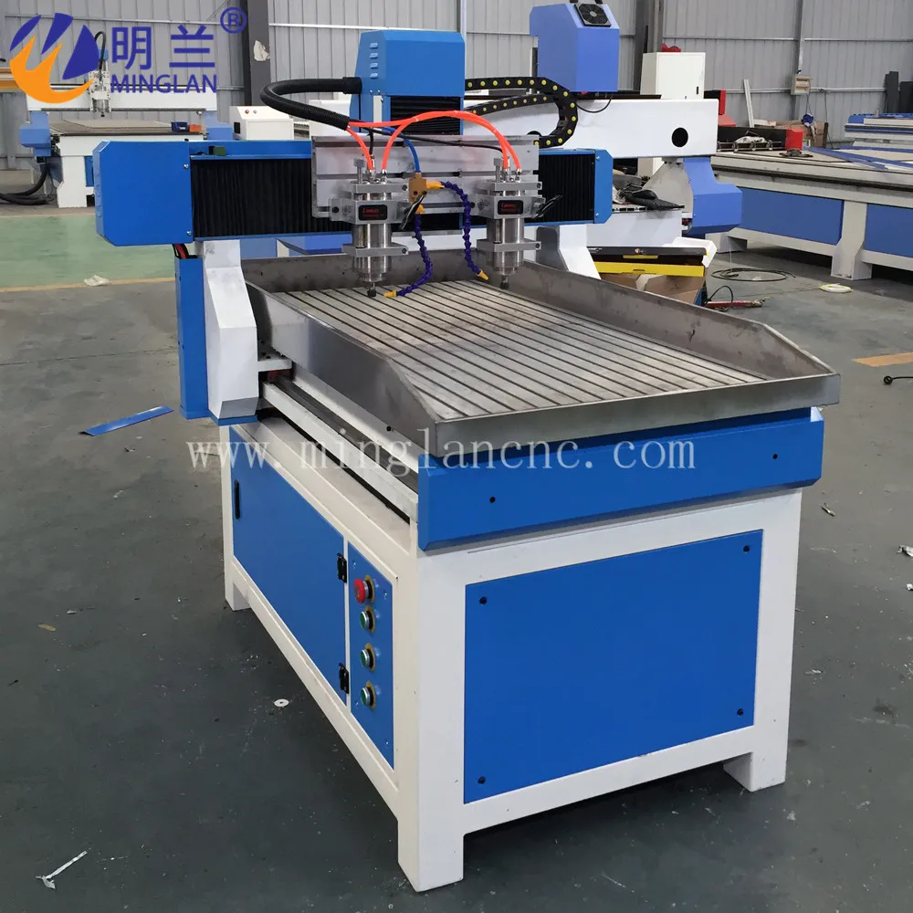 Два шпинделя ЧПУ роутер 6090 гравировальный станок с несколькими головками и