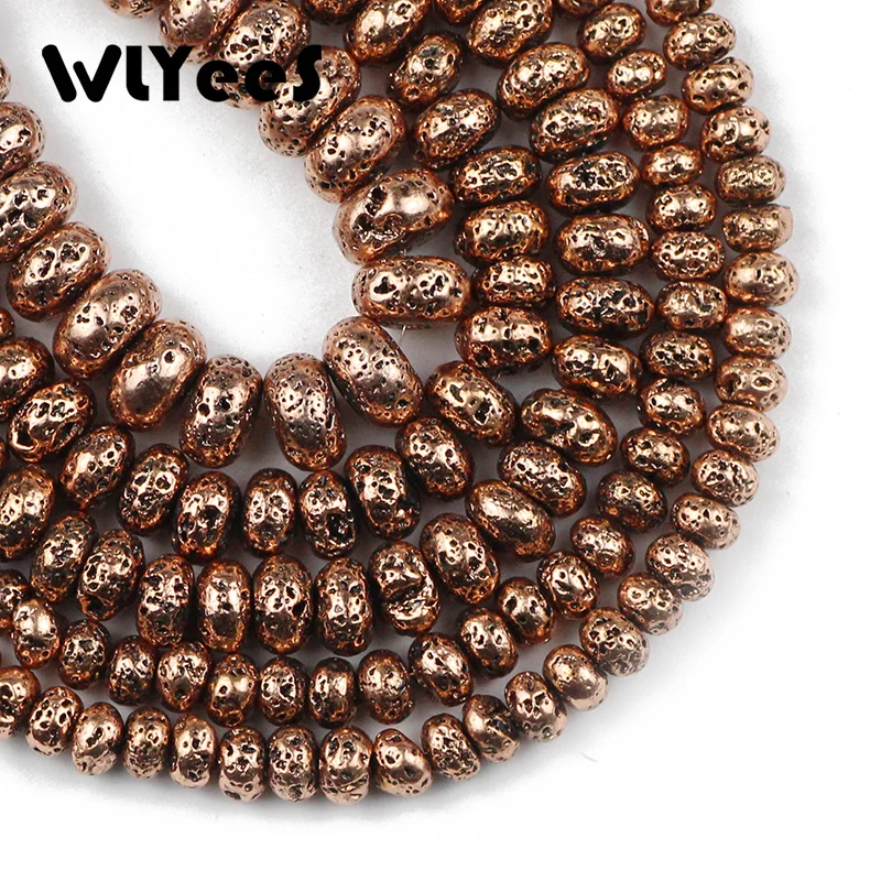 WLYeeS натуральный камень покрытие Античное золото из вулканической лавы бусины 6 8