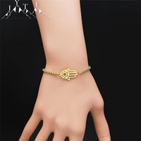 stainless steel fatima hamsa hand bracelets womenmen gold color islam hexagram bracelets bangles jewelry pulseirasb9115s05