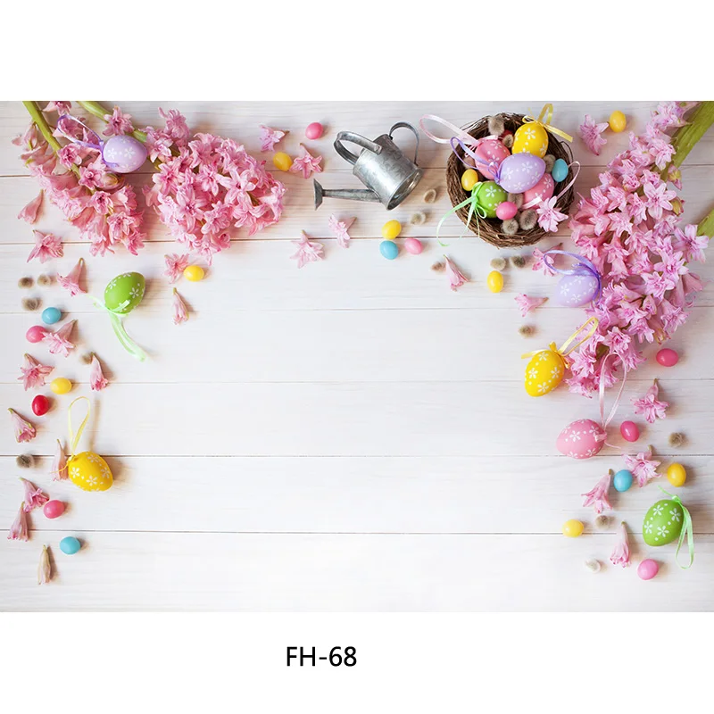 

SHENGYONGBAO Spring Easter Photography Backdrop Rabbit Flowers Eggs Wood Board Photo Background Studio Props 2021318FH-1002