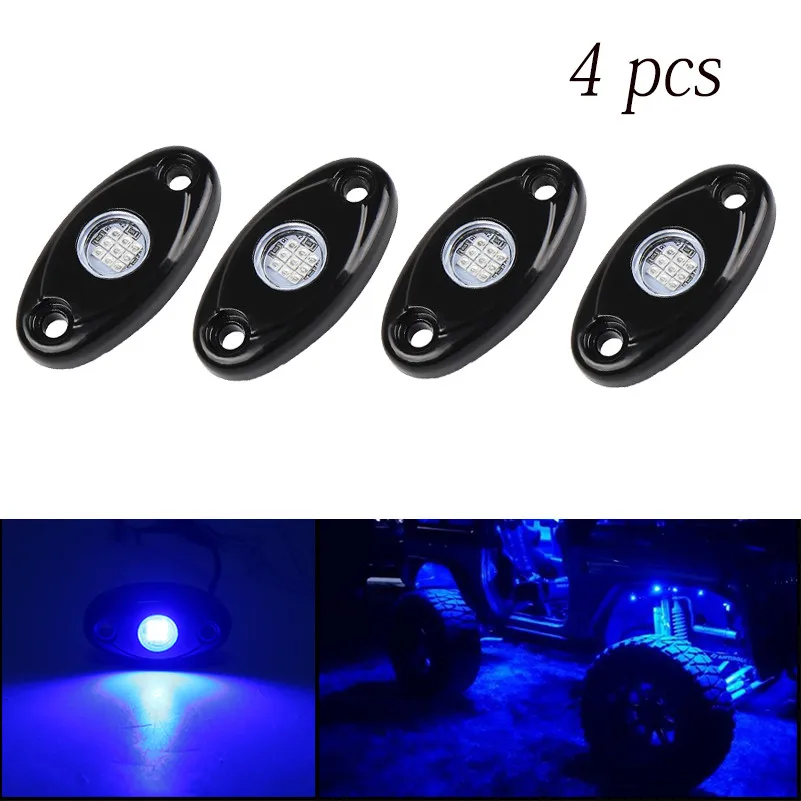 

2/4/8 подставок, Универсальный 9 Вт светодиодный фсветильник Rock, прожектор заливающего света светодиодный 12 В, 24 В, 4x4 для Jeep Wrangler, внедорожник, под колесами, световая балка, лодка.