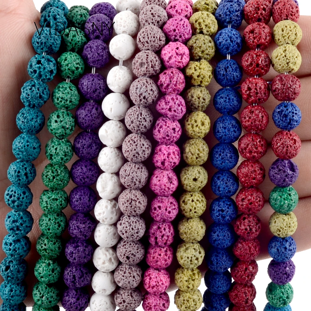 Розовый красный Лава натуральный природный камень бусины для изготовления