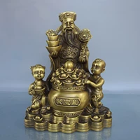 11china lucky seikos brass god of wealth statue treasure bowl boy send wealth lucky fortune office ornaments town house