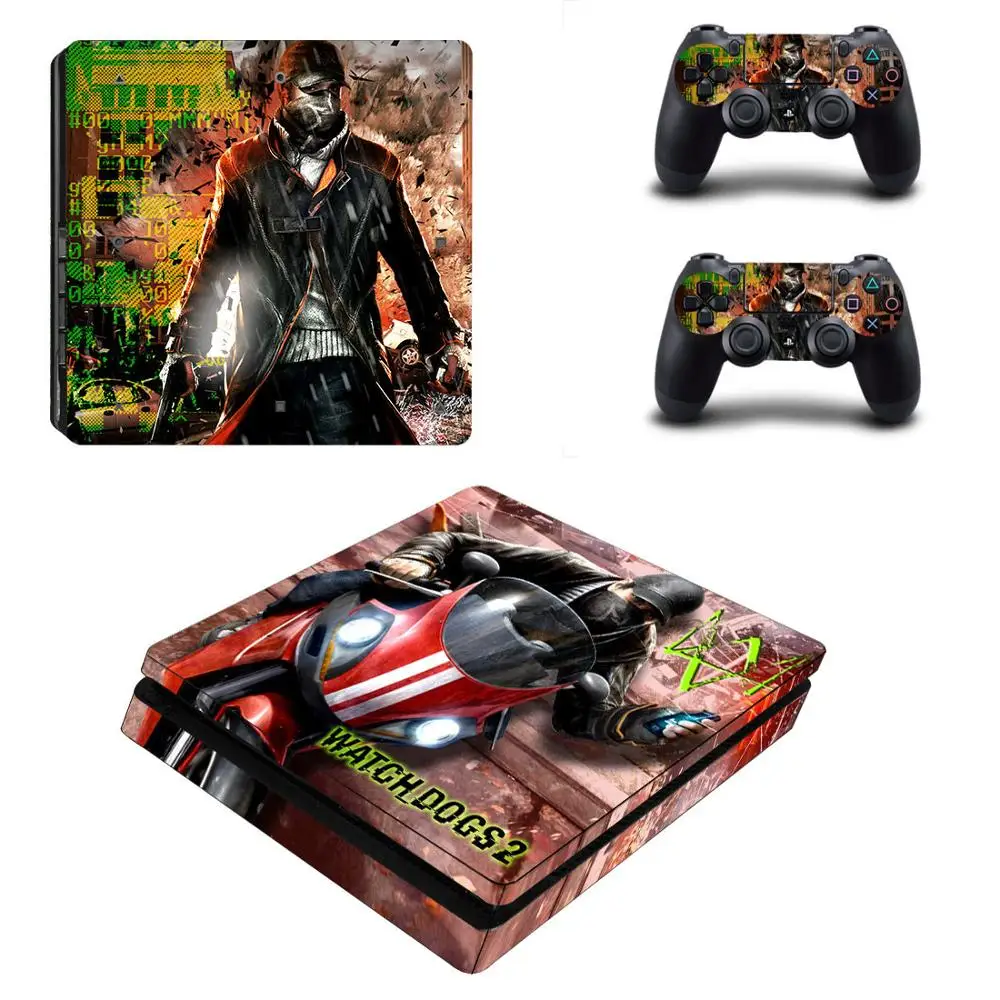PS4 Slim sticker s Watch_Dogs 2 PS 4 Play station Skin Adesivos для playstation консоли и контроллера|Наклейки| |