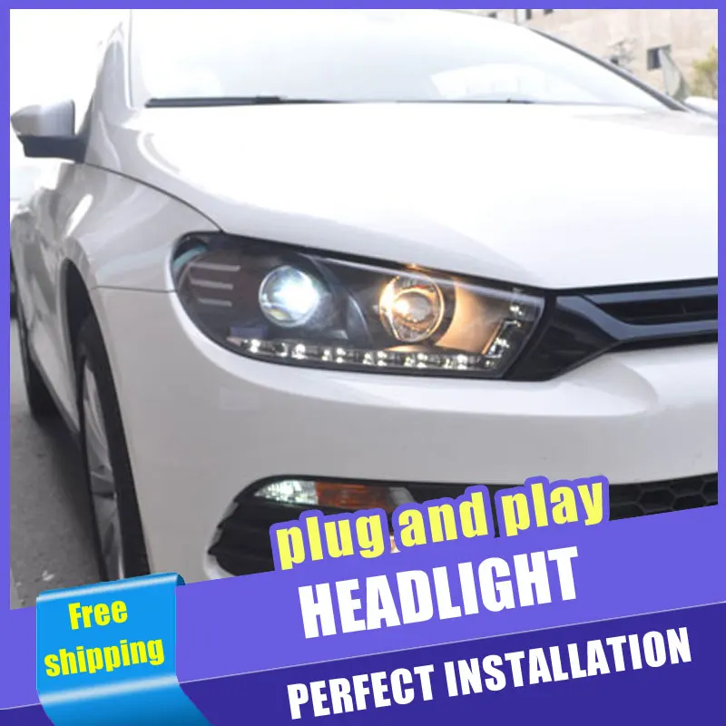 2 шт. автомобиль Стиль светодиодный фары для VW Scirocco 2009 2015 налобный фонарь DRL