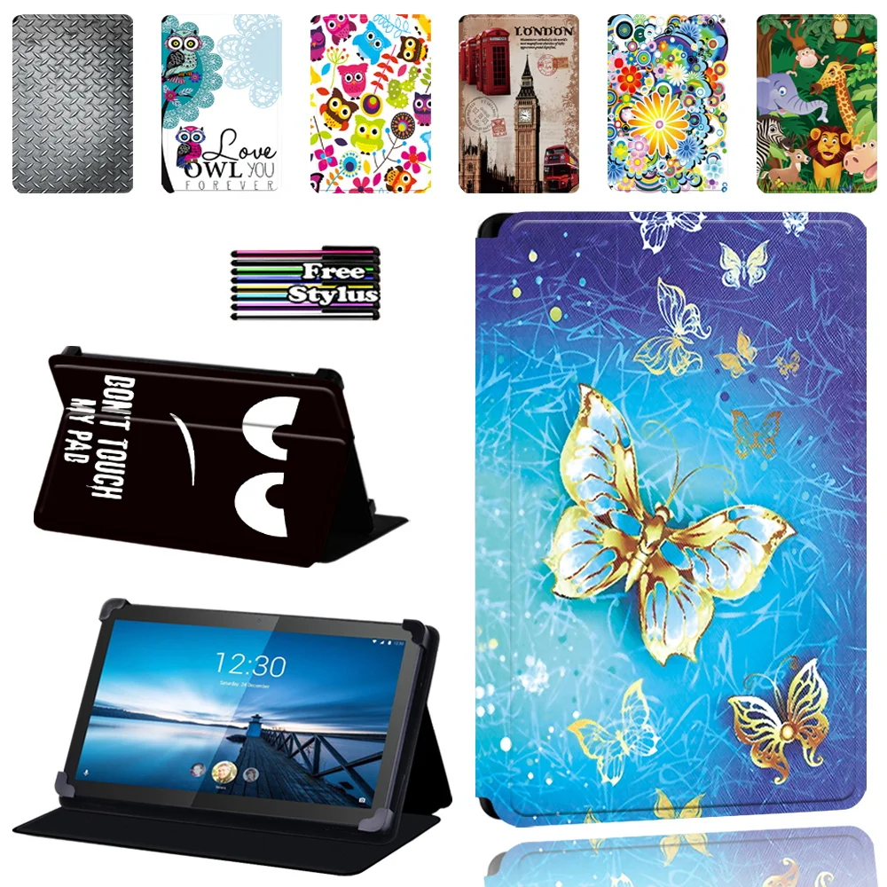 

Tablet Folio Cover Case for Lenovo Smart Tab M8 8" / Tab M10 10.1" PU Leather Stand Protective Case + Pen