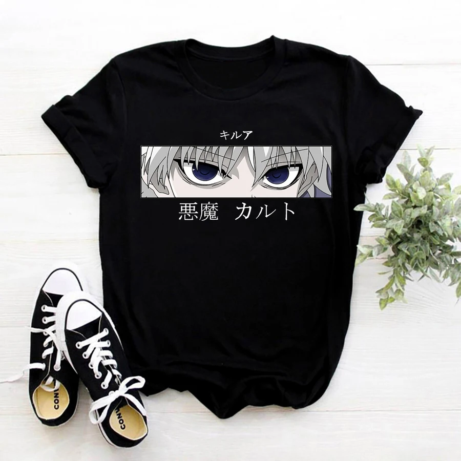 Футболка Hunter X Женская Повседневная аниме Killua Zoldyck Devil Eye с коротким рукавом Kurapika HxH