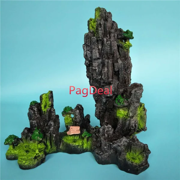Горный вид из смолы L21CM * W12CM H23CM Аквариум Украшение для аквариума Орнамент Дерево