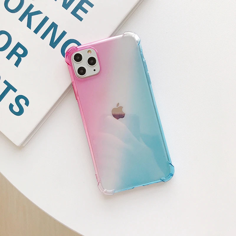 Градиентный чехол из ТПУ для iPhone 11 Pro Max мягкий силиконовый четыре угла защита от