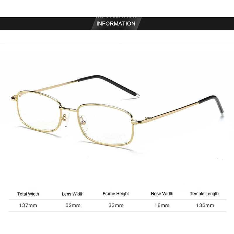 

Ahora Anti Blue Light Blocking Men Reading Glasses Clear Lens Metal Presbyopia Eyewear Clear Lens Lenses +1.00 +1.50 +2.00 +2.50