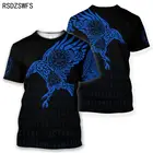 Мужская футболка с 3D-принтом символ викингов-Tattoo Raven, модная рубашка в стиле Харадзюку с коротким рукавом, летняя уличная одежда, футболки унисекс, WS-225
