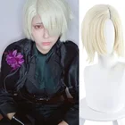 Парики для косплея, светло-золотистые короткие синтетические волосы, Хэллоуин, карнавальный костюм для вечеринок