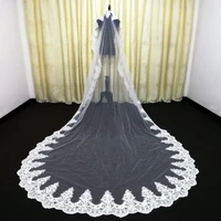 hot sale 3m long wedding veils full decal applique edge one layer cathedral length veils two uses with comb tulle bridal veil