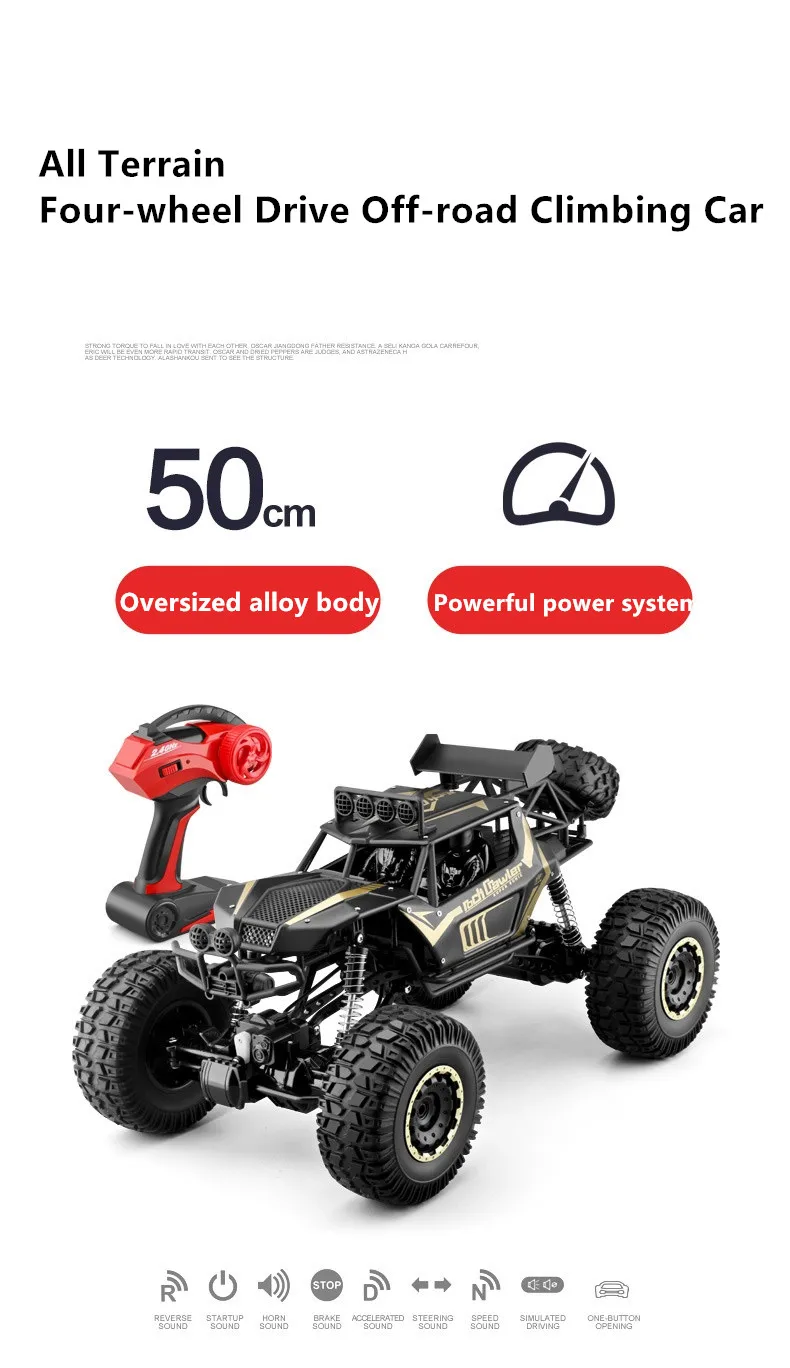 Радиоуправляемый автомобиль 4WD 1:8 50 см негабаритный полуметровый сплав тела скалолазание RC автомобиль горный йети высокая скорость внедорожник 2,4G RC автомобиль игрушка