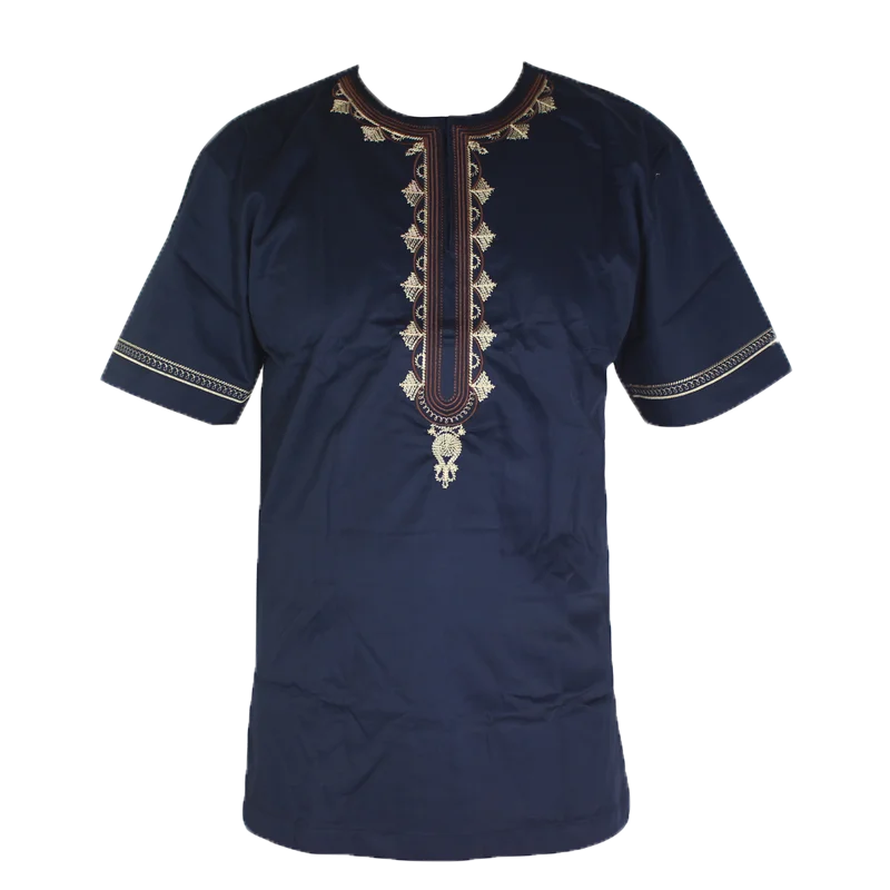 Дашики мода Мужская короткая Туника Африка Вышивка Топы африканская одежда