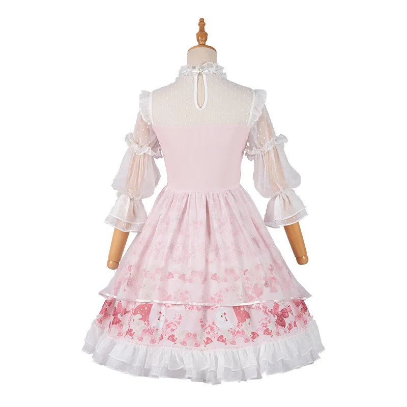 

Lolita Princess Skirt Cosplay Lovely Lolita Cake Skirt Pink Short Sleeve Dress Sleeve Puffy Skirt Court Retro Lolita Dress New