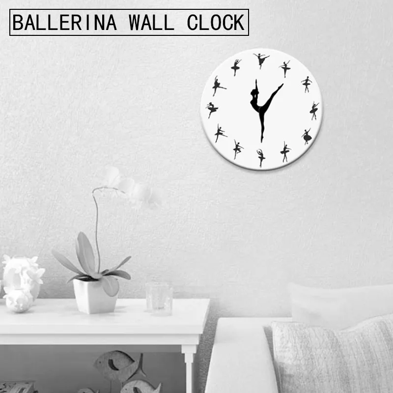 

Charming Ballerina Wall Clock Baby Girl Nursery Decor Ballet Dancer Modern Wall Clock Ballet Dancing Girl Needle Wall
