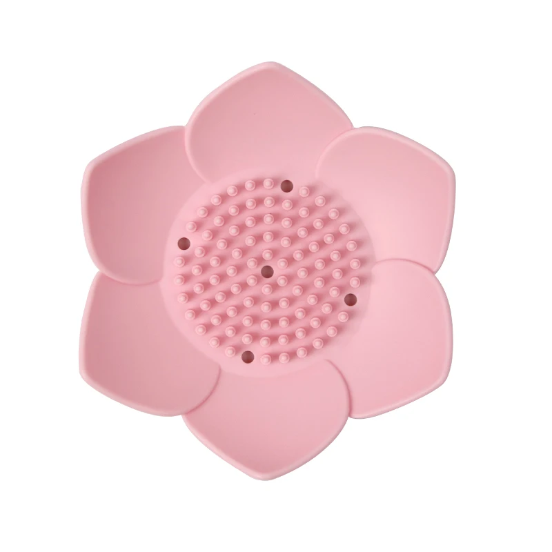 

Flexible Silicone Plates Lotus Flower Shower Bath Tray Soap Box Soap Dish Storage DrainSoap Holder Saver Bathroom Gadgets xiaoni