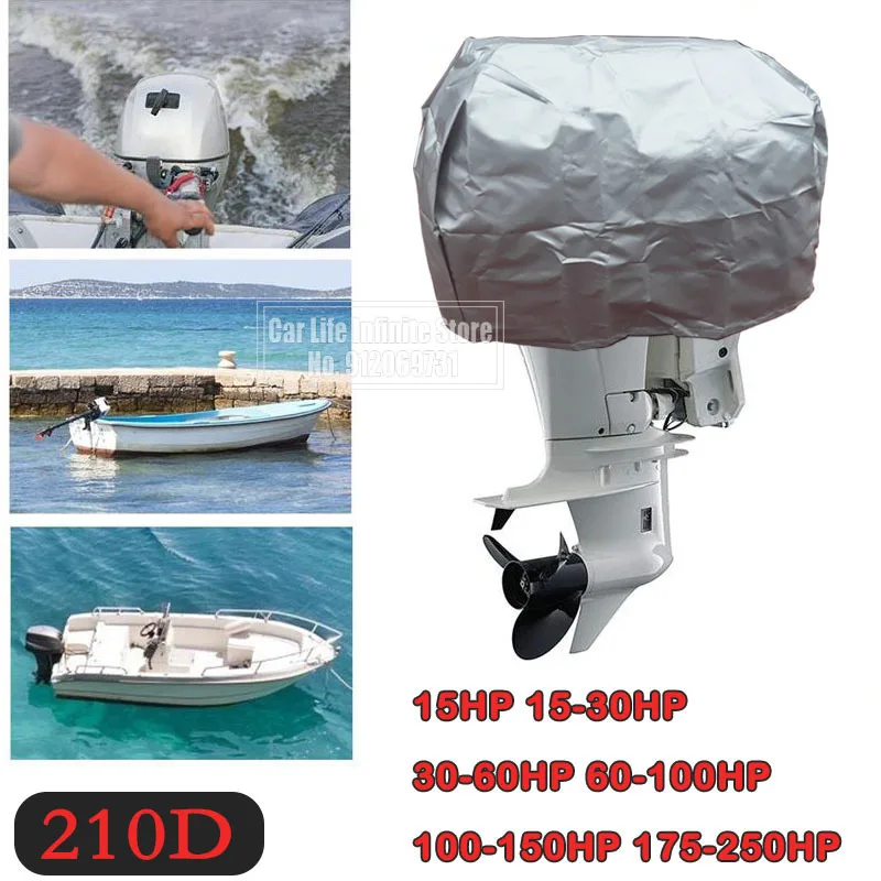 

210D 15-250HP Waterproof Yacht Half Outboard Motor Engine Boat Cover Anti UV Dustproof Cover Marine Engine Protector Canvas