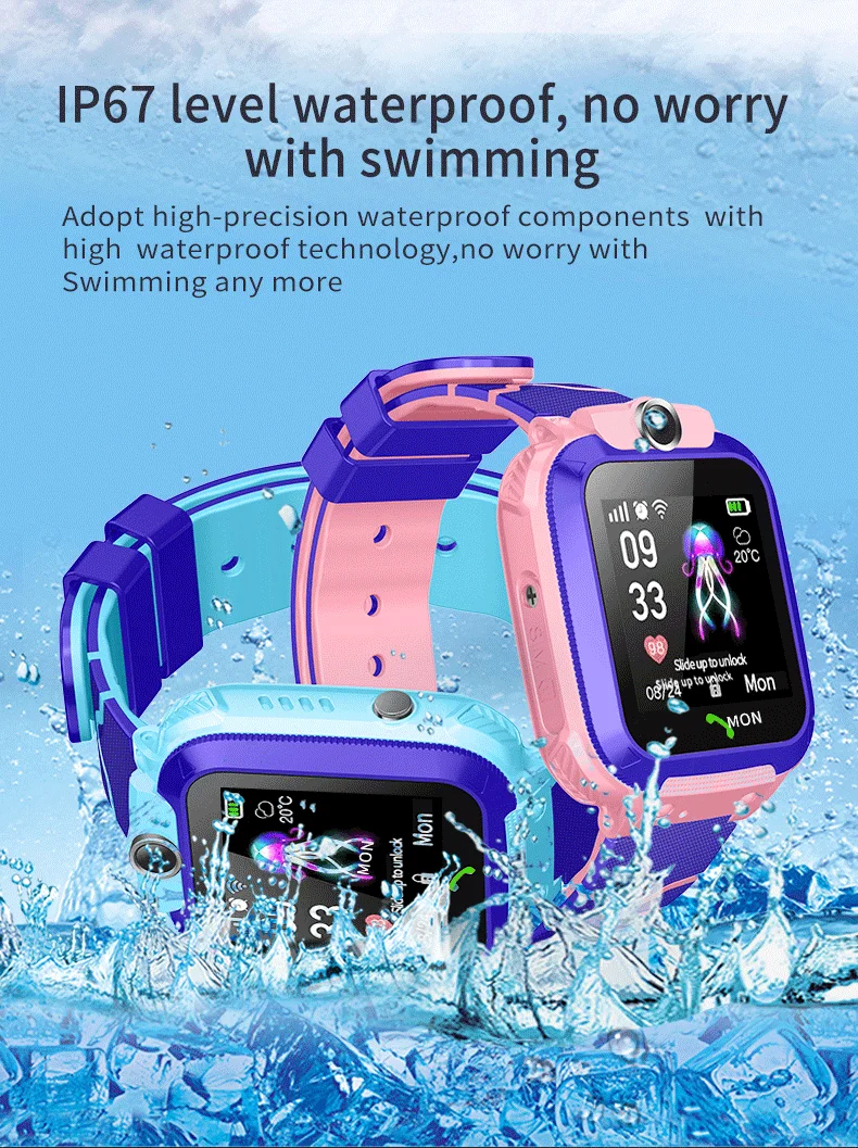 Q12 Kids Smart Watch Waterproof LBS Location Support Hebrew Use 2G SIM Card Chindren Tracking Boys Girls Smartwatch Clock Gift