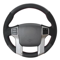 diy non slip durable black natural leather black suede steering wheel cover for toyota land cruiser prado 2010 2015 tundra 2013