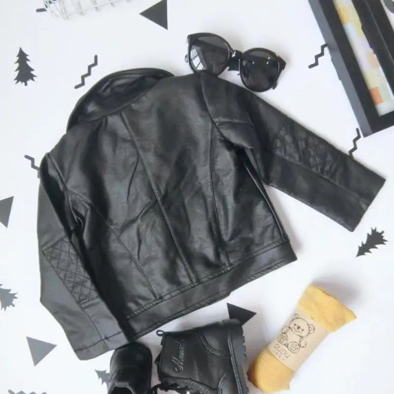 Детская куртка из искусственной кожи на молнии для мальчиков и девочек