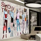 Пользовательская Мода для девочек магазин одежды промышленный Декор фон обои 3D Молл дизайн одежды студия Настенные обои 3D