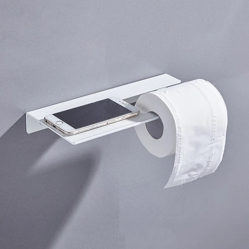 Black White Silver Toilet Tissue Roll Paper Holder Bathroom Shelve Storage Towel Rack Wall Mounted Kitchen Basket Accessories |