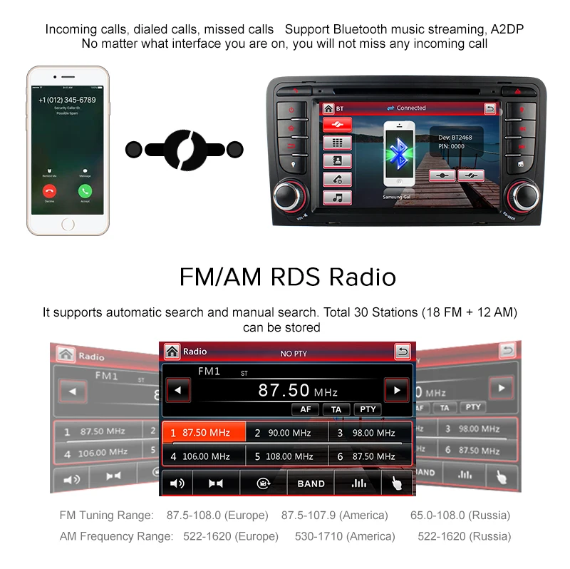 A-Sure 7 дюймов 2 Din 16G Авто Радио Стерео dvd-плеер gps навигация для AUDI A3 S3 RS3 8V 8PA DAB 3g Bluetooth SWC Bluetooth