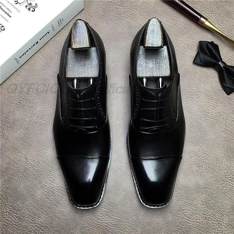 

Мужские модельные туфли из натуральной кожи, черные, коричневые Формальные туфли, мужские деловые брендовые туфли на шнуровке, свадебные ту...