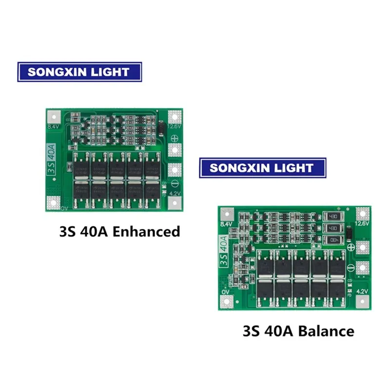 Модуль защиты PCB BMS 3S 40А защитная плата зарядника литий ионных и полимерных