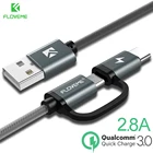 Кабель FLOVEME 2 в 1, Micro USB Type-C, для быстрой зарядки, QC 3,0, для Xiaomi Mi9, Huawei, Samsung мобильный телефон