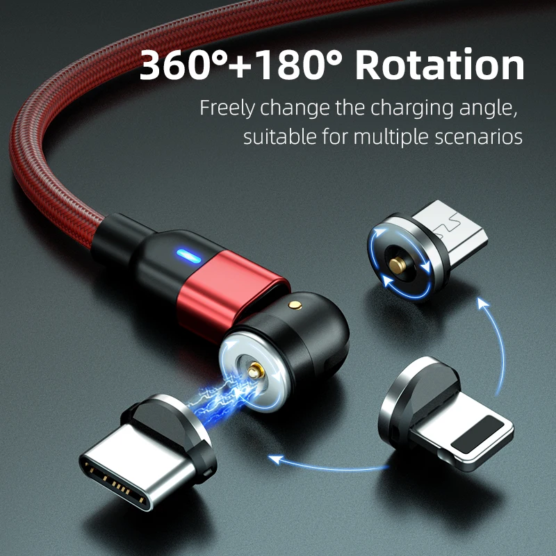 Magnetic Charge Cable Data Charging Micro USB Cable for iPhone Samsung Xiaomi Mi 11 9 8 10S Redmi K40 K30 K20 Note 10 9s 8t 7 6