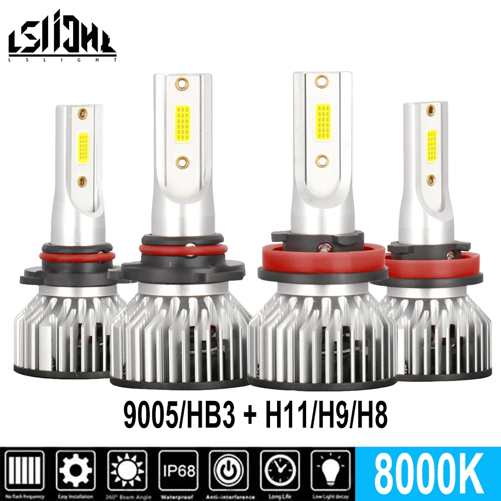 

LSlight 9005/HB3 H11/H9/H8 LED Headlight Bulbs High Low Beam Ice Blue 8000K Auto Car Conversion Kit for MAZDA CX-3 2016-2019
