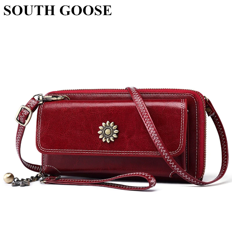 Женские кошельки из натуральной кожи SOUTH GOOSE женский длинный клатч для