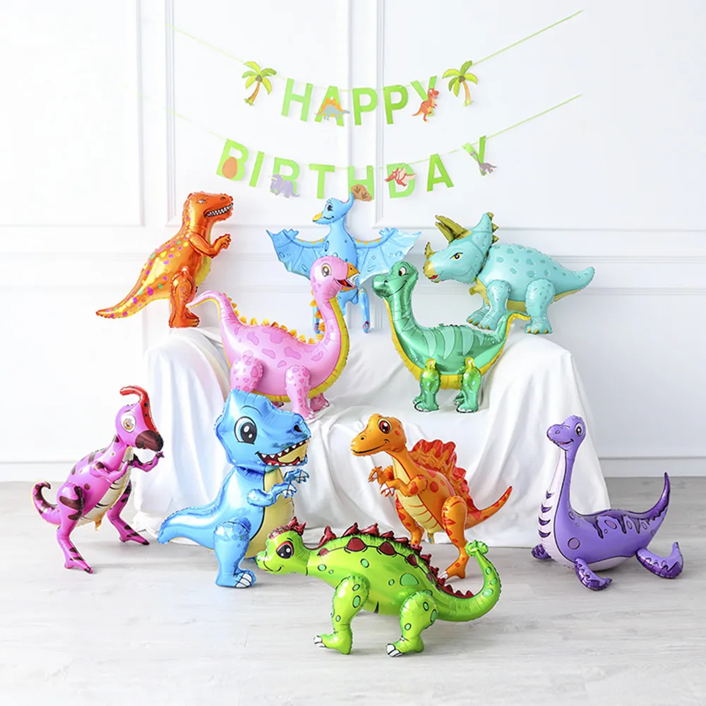 1pc Large 4D Walking Dinosaur Foil Balloon Boy Animal Children Birthday Party Forest Decoration | Дом и сад
