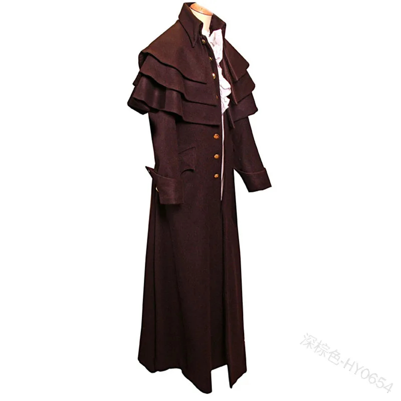 

WEPBEL Mens Coat Long Jacket Gothic Steampunk Single Breasted Muti-collar Trench Steampunk Jacket Cosplay Costume