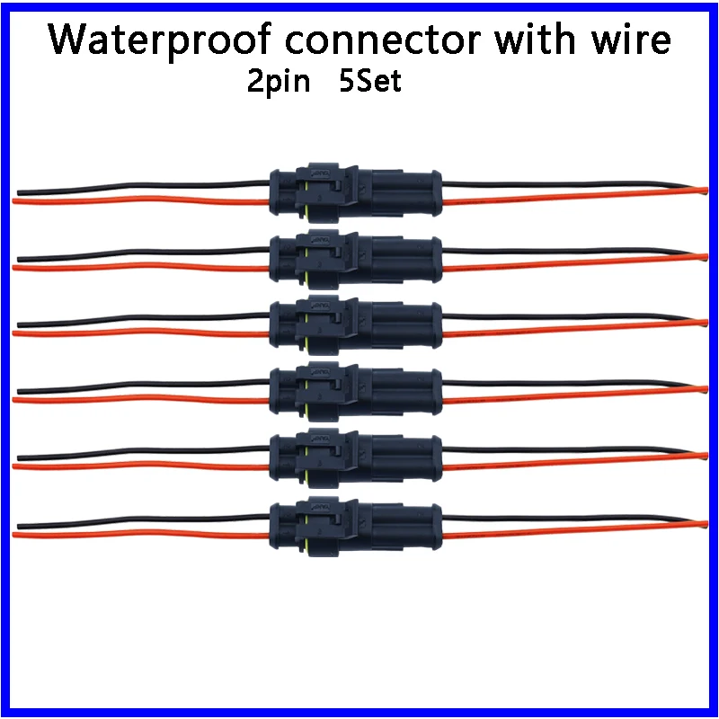 

New 10pcs 5 Pairs Waterproof Male Female Electrical connectors Plug 2-Pin Way With Wire For Car Motorcycle Scooter Marine