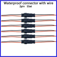 new 10pcs 5 pairs waterproof male female electrical connectors plug 2 pin way with wire for car motorcycle scooter marine