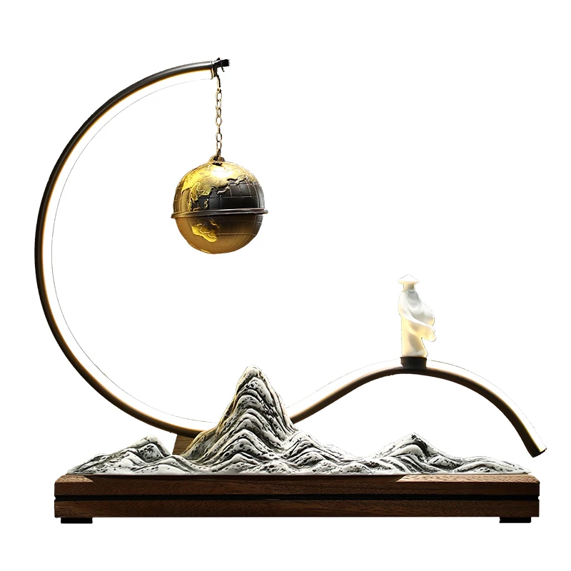 

Backflow Oil Incense Burner Electric Zen Rockery Swing Incense Holder Metal Vapor Smoke Bruleur Encens Living Room Decor ED50XL