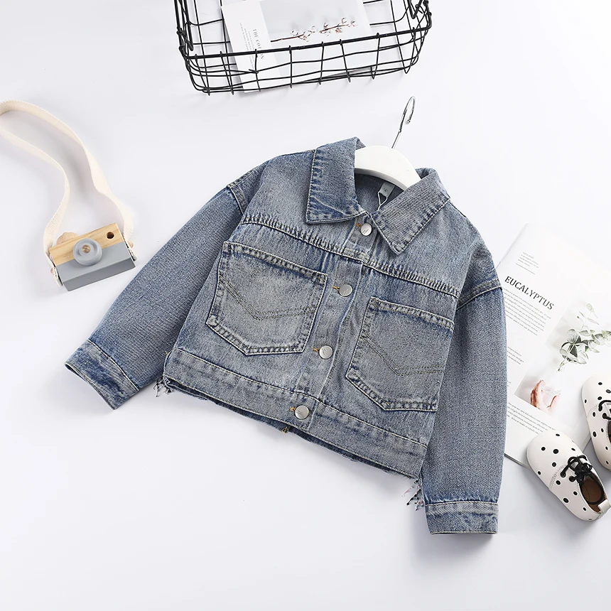 Girls Fashion Tassel Denim Jacket With Big Pockets Spring Autumn Kids Wholesale Lots Bulk Clothes Toddler Girl Cotton Jeans Coat | Детская