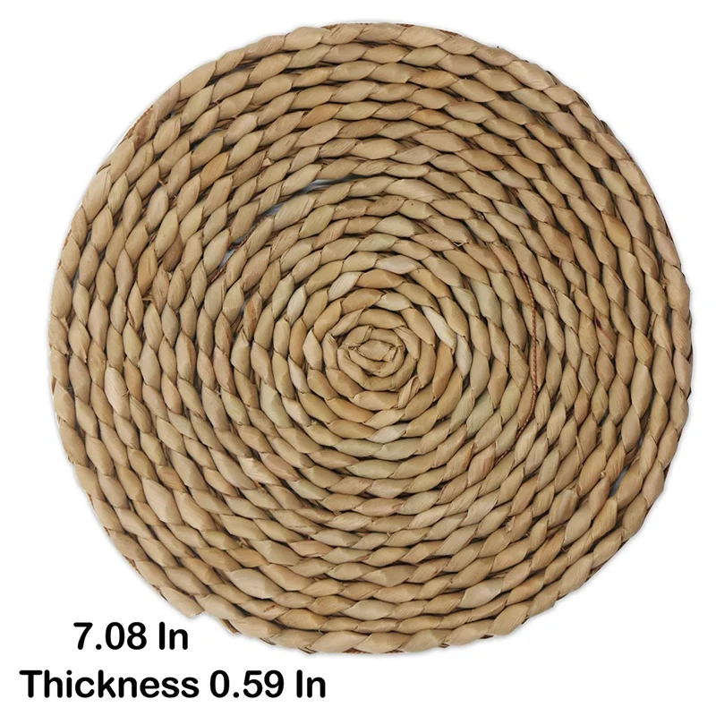 HHO-4Pcs Cattail соломенные круглые тканые салфетки для обеденного стола Ротанговые