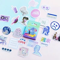 46pcs vaporwave series boxed stickers aesthetic watercolor bullet journaling accessories ins style sealing sticker deco stickers