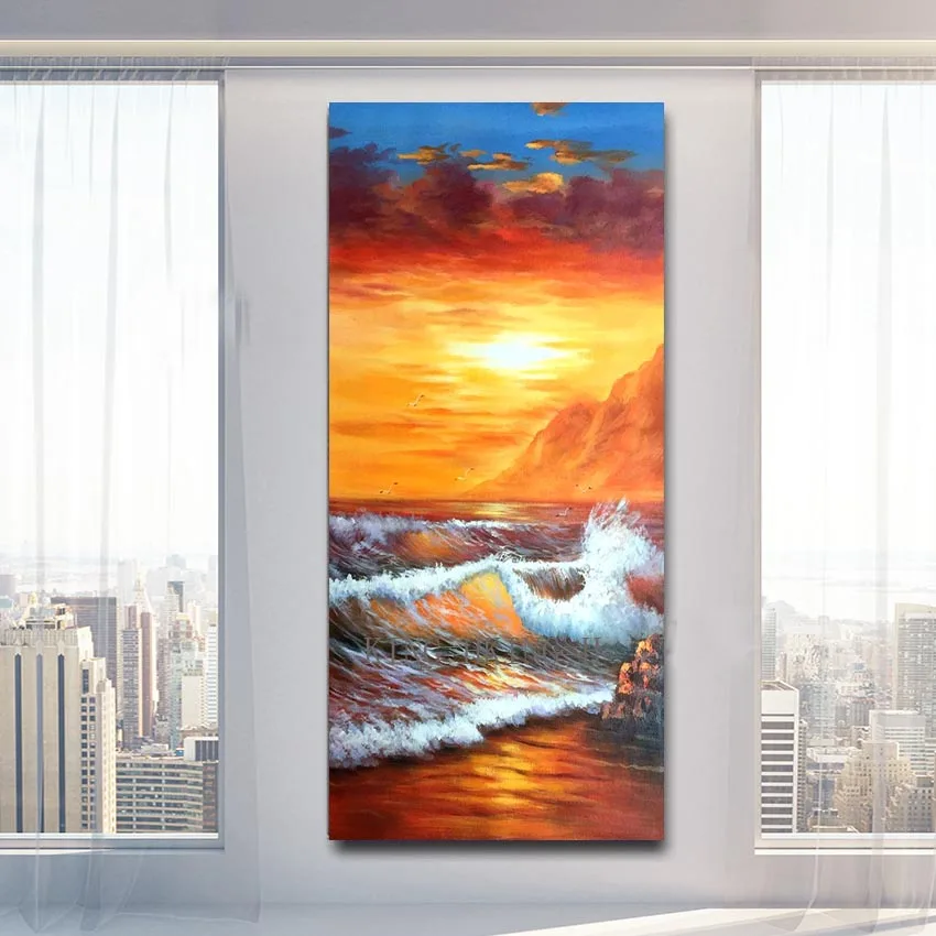 100% Handpainted Realistic Sea Wave Oil Painting On Canvas Art Gift Home Decor Living Room Wall Frameless Picture | Дом и сад