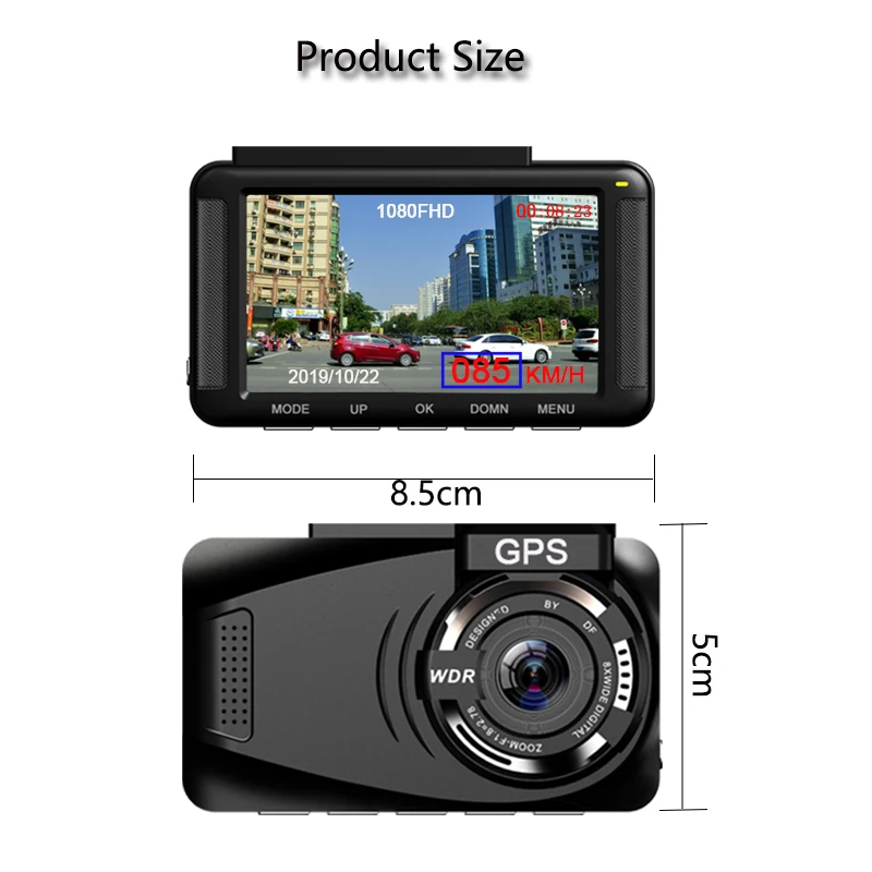 

Jiluxing 3'' speed display Car DVR FHD 1080P GPS positioning Mini Dash Camera Loop recording Video Recorder Auto Registrar